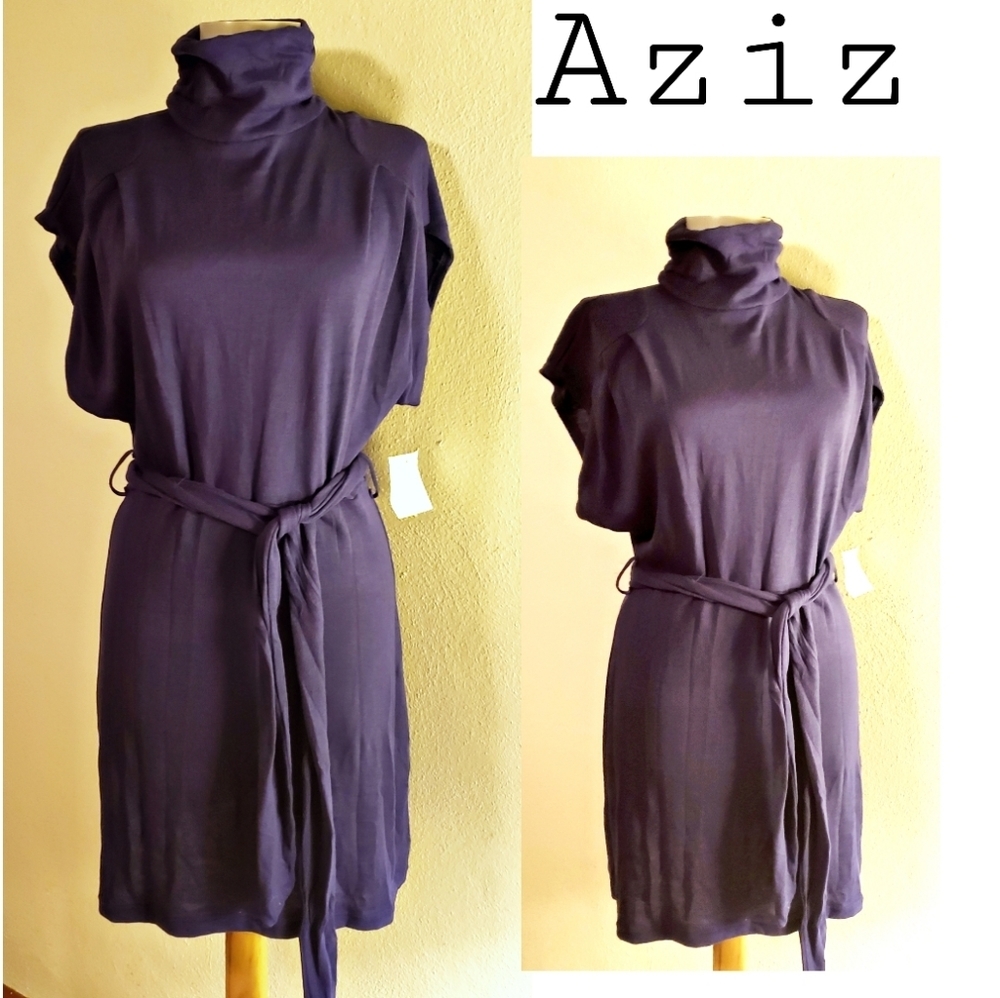 Aziz purple thin knit sweater dress M